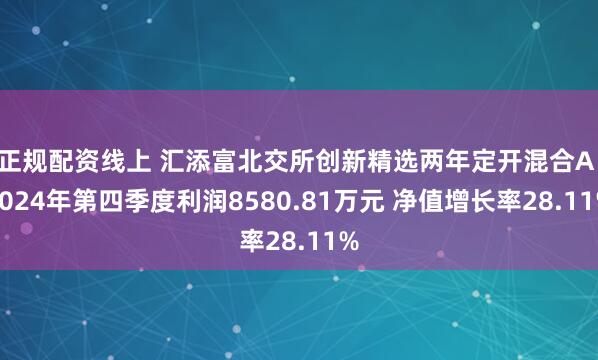 正规配资线上 汇添富北交所创新精选两年定开混合A：2024年第四季度利润8580.81万元 净值增长率28.11%