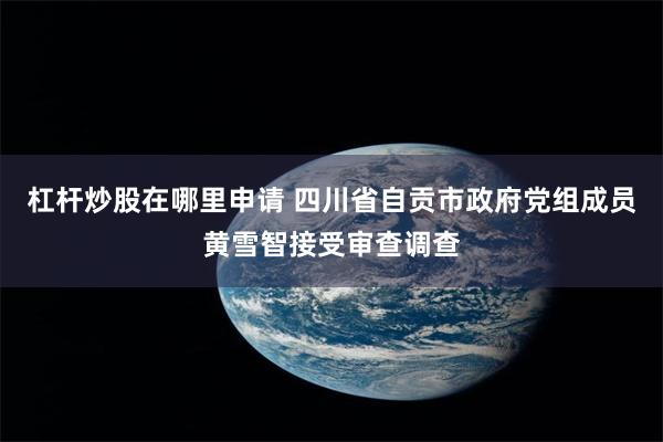 杠杆炒股在哪里申请 四川省自贡市政府党组成员黄雪智接受审查调查