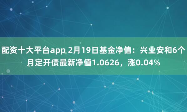 配资十大平台app 2月19日基金净值：兴业安和6个月定开债最新净值1.0626，涨0.04%